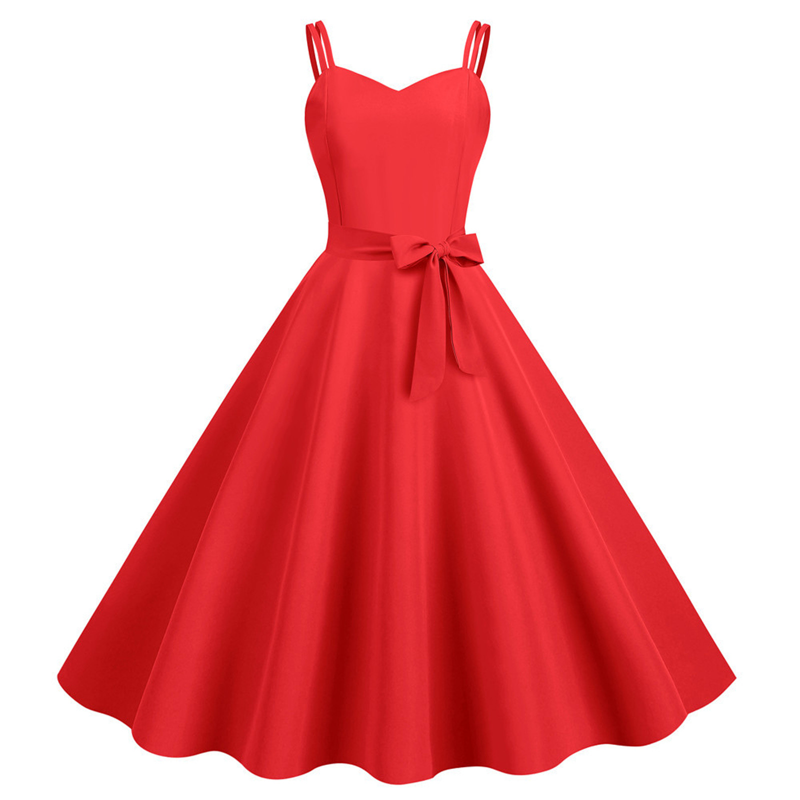 thumbnail image 2 of Vestido de fiesta sin mangas para mujer de los años 50: estampado floral, corte A, poliéster, cinturón extraíble, ropa de cóctel y fiesta, tallas S-XXL, contorno de pecho 88-104 cm, lavado a mano e, 2 of 5